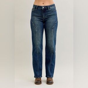Judy Blue Seam Detail Straight Leg Jeans Dark Wash Plus Size Denim🛍️